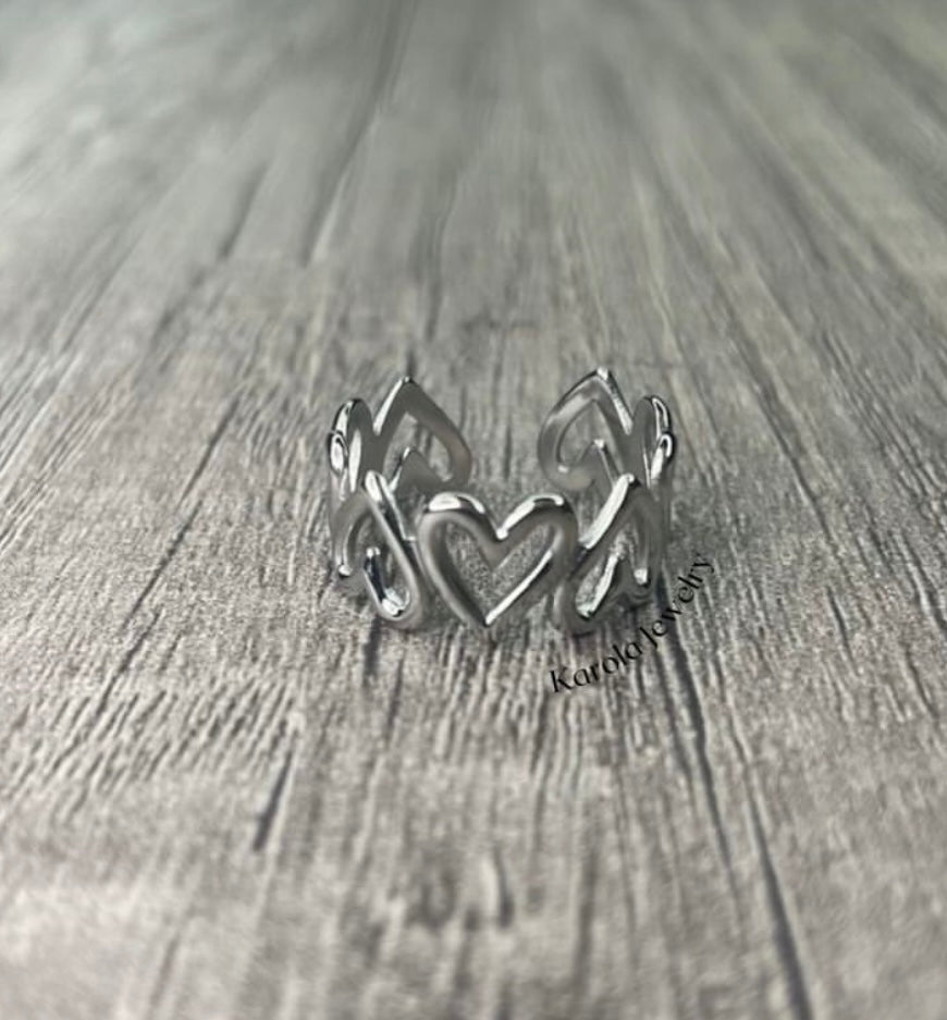 SILVER RING HEART🪩