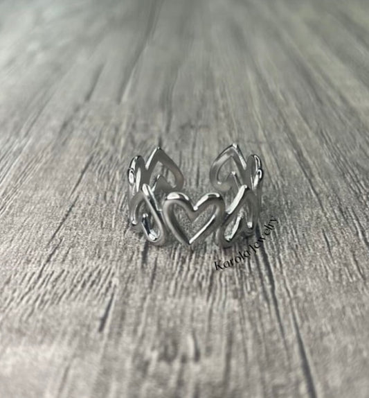 SILVER RING HEART🪩